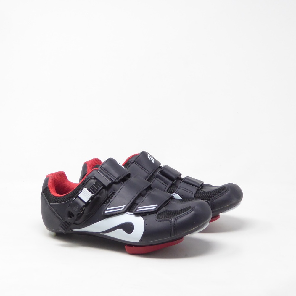 Peloton Women Cycling Shoes Black Red White Cleats Size 38 / 7.5